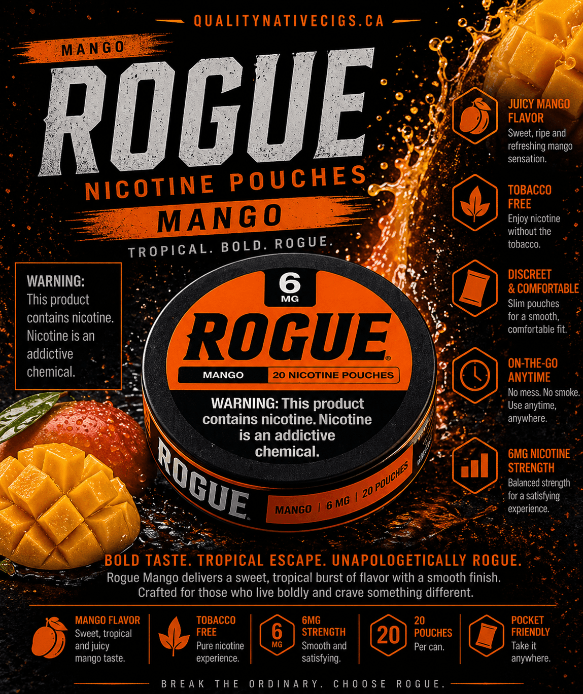 Rogue 6mg Mango Pouches