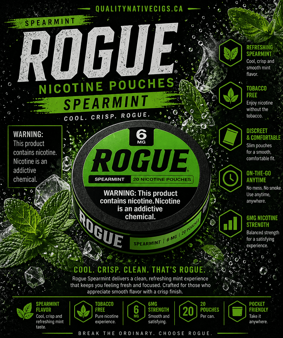 Rogue 6mg Spearmint Pouches